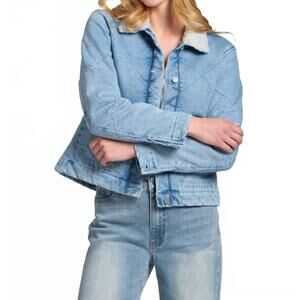 NEW 11 UPTOWN sherpa collar denim jacket in blue